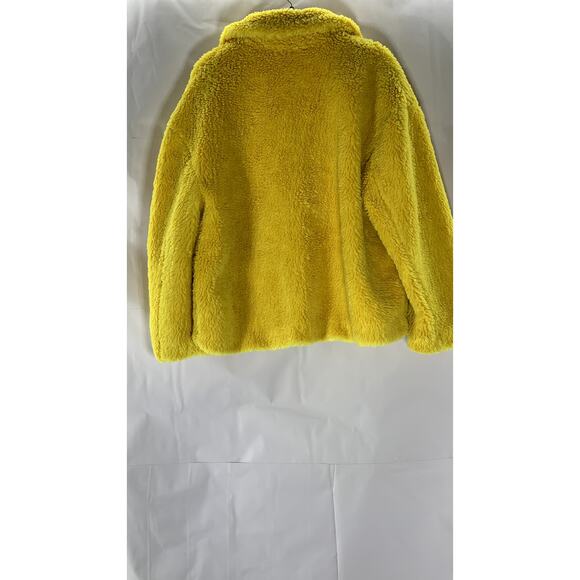 TOPSHOP Women’s Yellow Button-Up Oversized Teddy Jacket SZ 8 - Picture 2 of 11
